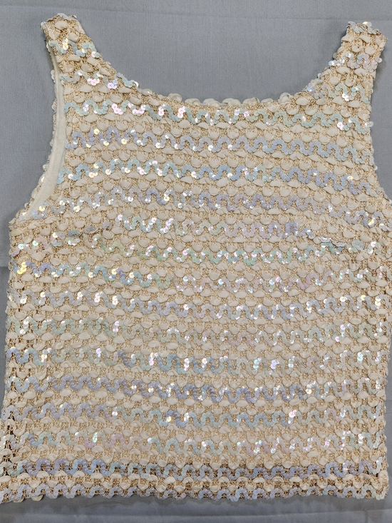 Vintage Tops - P.S Boutique VTG Sleeveless Sequined Shell Top Ivory Lined Vintage ‘60s Sz Small